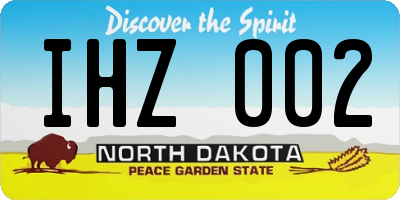ND license plate IHZ002