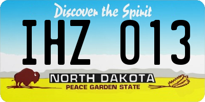 ND license plate IHZ013