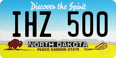 ND license plate IHZ500