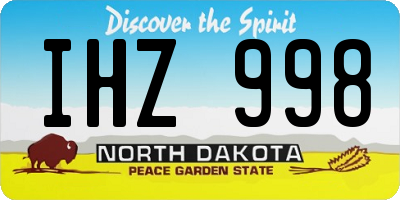 ND license plate IHZ998