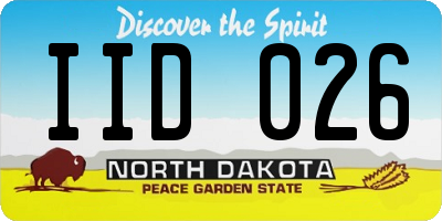 ND license plate IID026