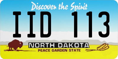 ND license plate IID113