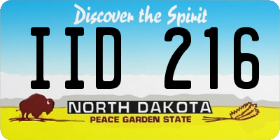 ND license plate IID216