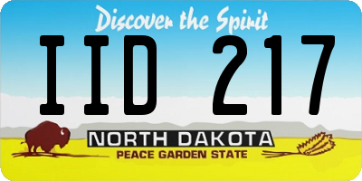 ND license plate IID217
