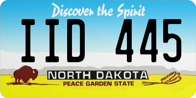 ND license plate IID445