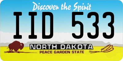 ND license plate IID533