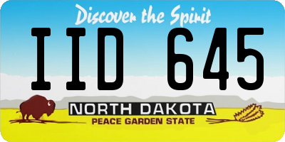 ND license plate IID645