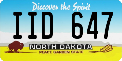 ND license plate IID647