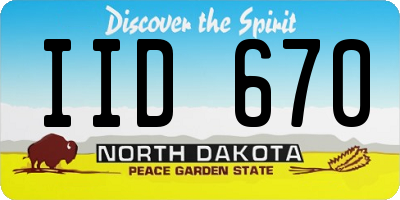 ND license plate IID670