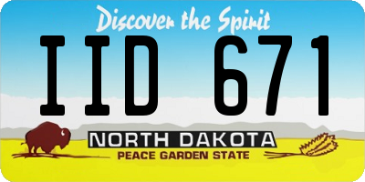 ND license plate IID671