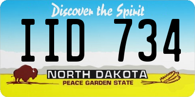 ND license plate IID734