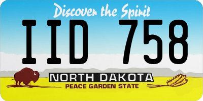 ND license plate IID758