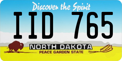 ND license plate IID765