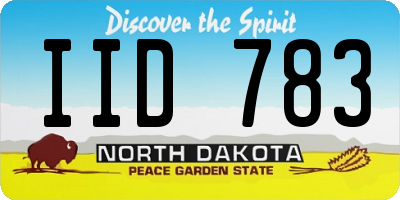 ND license plate IID783