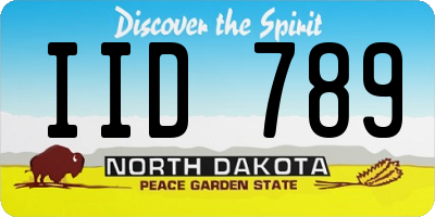 ND license plate IID789