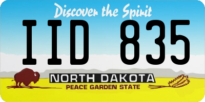 ND license plate IID835