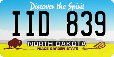 ND license plate IID839