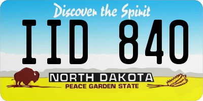 ND license plate IID840
