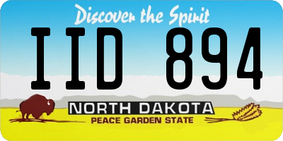 ND license plate IID894
