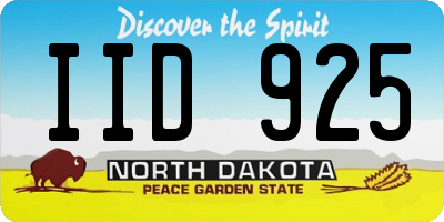 ND license plate IID925