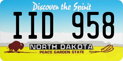 ND license plate IID958