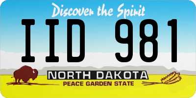 ND license plate IID981