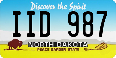ND license plate IID987
