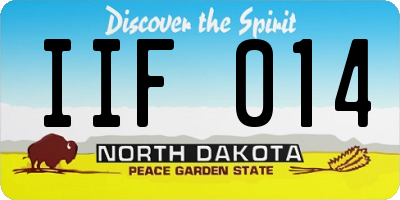 ND license plate IIF014