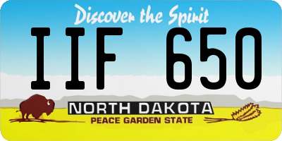 ND license plate IIF650