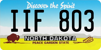 ND license plate IIF803