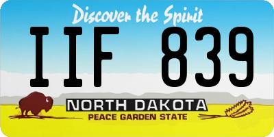 ND license plate IIF839