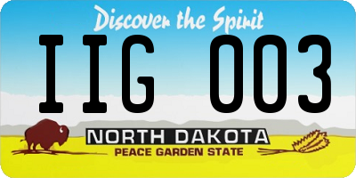 ND license plate IIG003