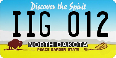 ND license plate IIG012