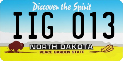 ND license plate IIG013