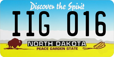 ND license plate IIG016