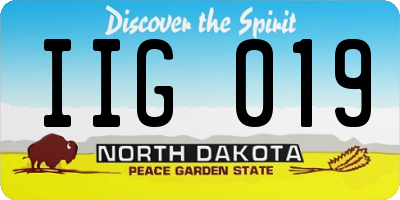 ND license plate IIG019