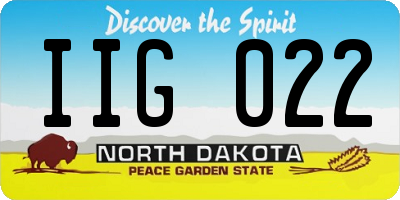 ND license plate IIG022