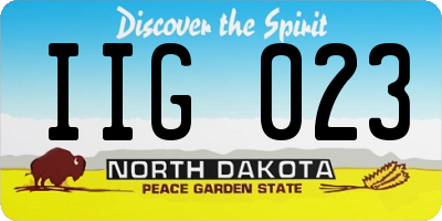 ND license plate IIG023