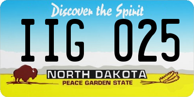 ND license plate IIG025