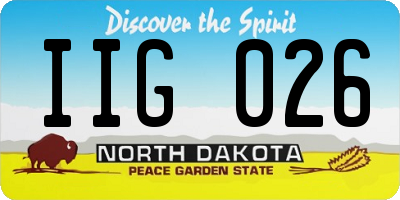 ND license plate IIG026