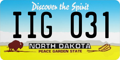 ND license plate IIG031