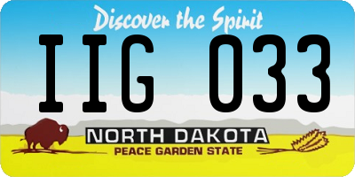 ND license plate IIG033