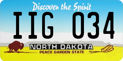 ND license plate IIG034