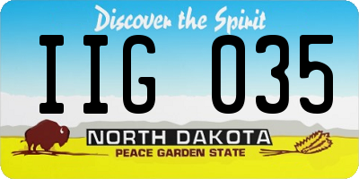 ND license plate IIG035
