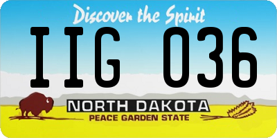 ND license plate IIG036
