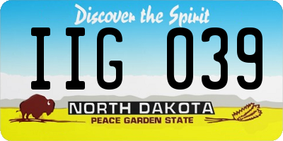 ND license plate IIG039