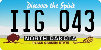ND license plate IIG043