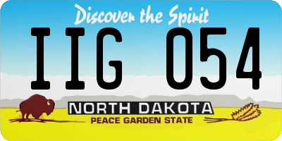 ND license plate IIG054