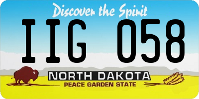 ND license plate IIG058