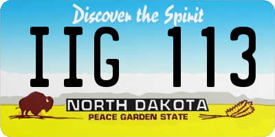 ND license plate IIG113